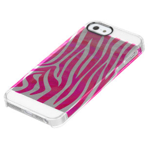 Zebra Hot Pink and White Print Clear iPhone SE/5/5s Case