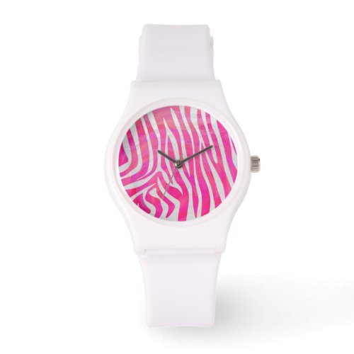 Zebra Hot Pink and White Print Watch