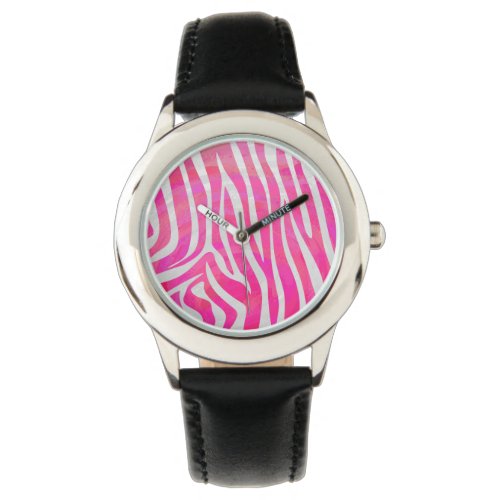 Zebra Hot Pink and White Print Watch