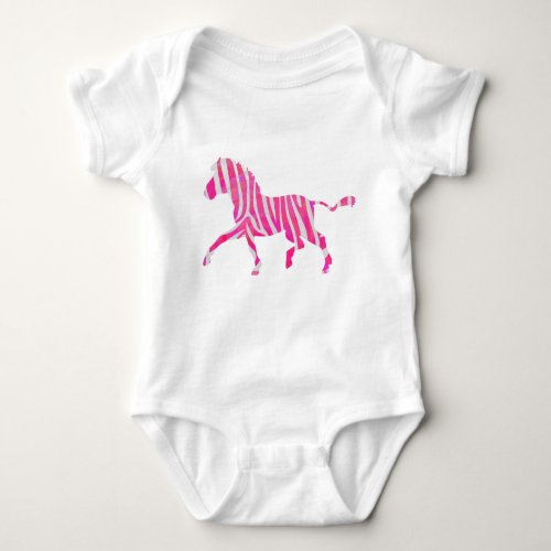 Zebra Hot Pink and White Silhouette Baby Bodysuit