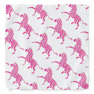 Zebra Hot Pink and White Silhouette Bandana