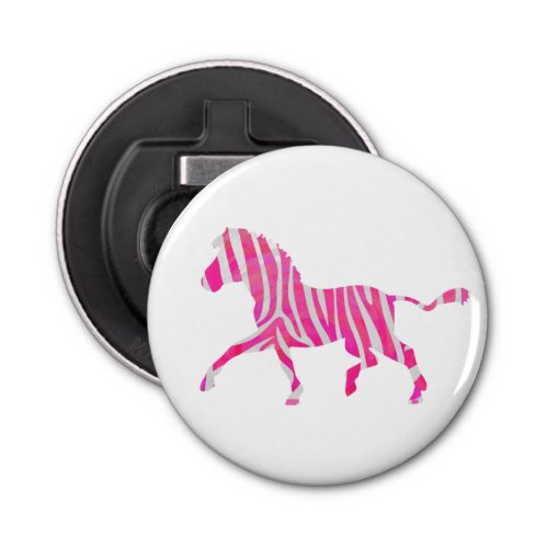 Zebra Hot Pink and White Silhouette Bottle Opener