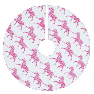 Zebra Hot Pink and White Silhouette Brushed Polyester Tree Skirt
