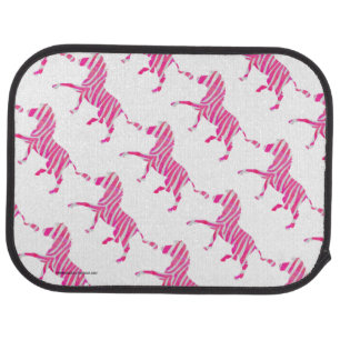 Zebra Hot Pink and White Silhouette Car Mat