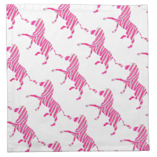 Zebra Hot Pink and White Silhouette Cloth Napkin