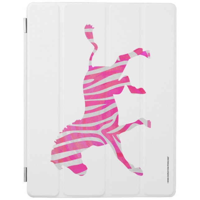 Zebra Hot Pink and White Silhouette iPad Smart Cover (Front)