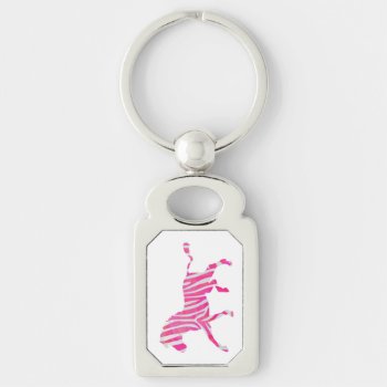 Zebra Hot Pink And White Silhouette Keychain by ITDWildMe at Zazzle