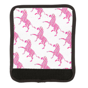 Zebra Hot Pink and White Silhouette Luggage Handle Wrap