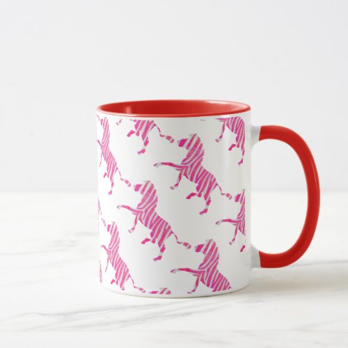 Zebra Hot Pink and White Silhouette Mug