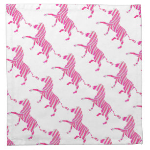 Zebra Hot Pink and White Silhouette Napkin