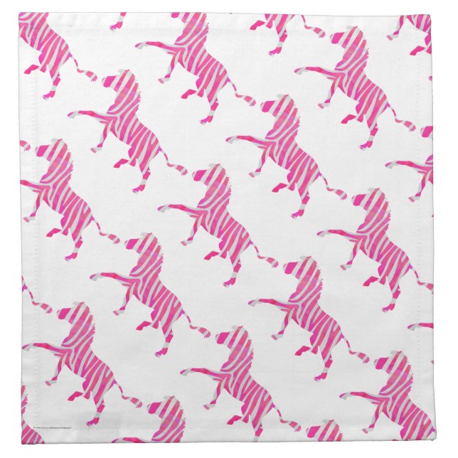 Zebra Hot Pink and White Silhouette Napkin (Front)