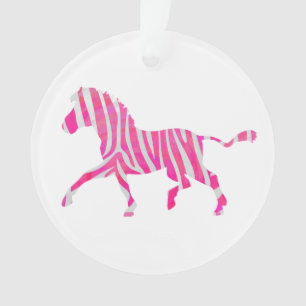 Zebra Hot Pink and White Silhouette Ornament