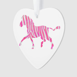 Zebra Hot Pink and White Silhouette Ornament