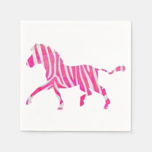 Zebra Hot Pink and White Silhouette Paper Napkins