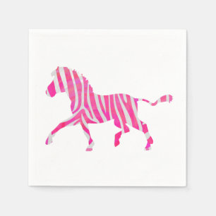 Zebra Hot Pink and White Silhouette Paper Napkins