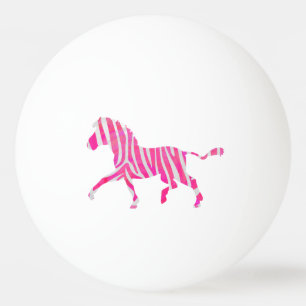 Zebra Hot Pink and White Silhouette Ping-Pong Ball