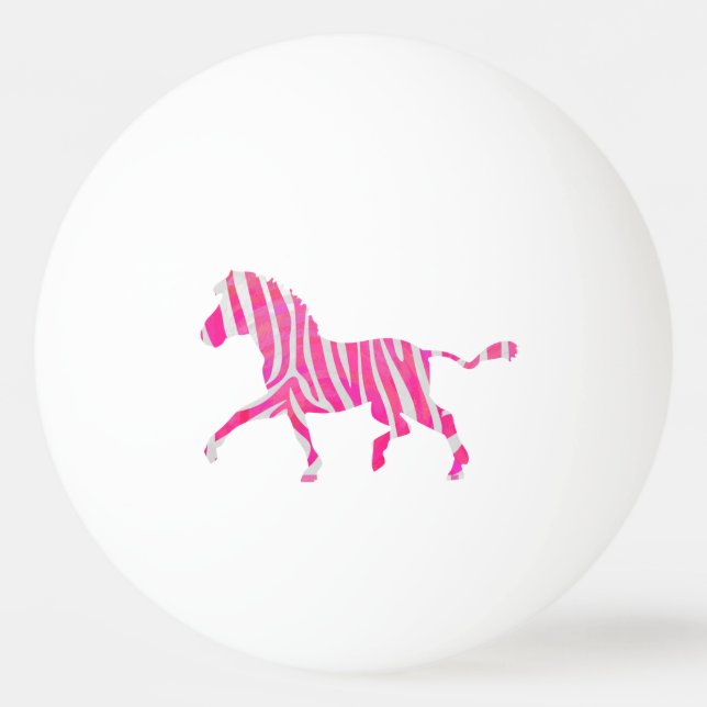 Zebra Hot Pink and White Silhouette Ping-Pong Ball (Back)