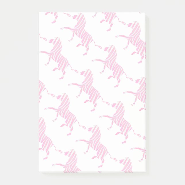 Zebra Hot Pink and White Silhouette Post-it Notes (Front)