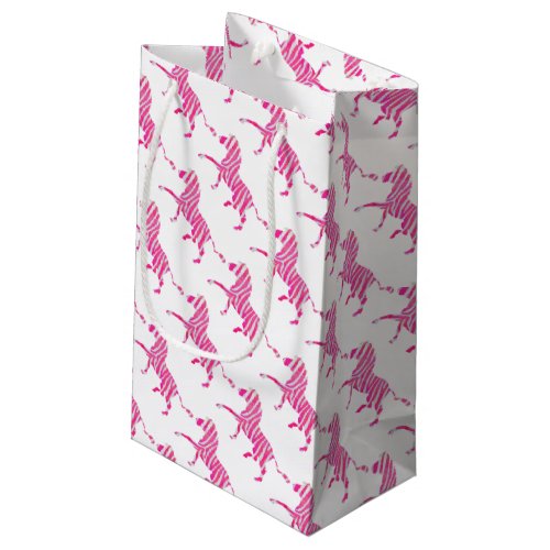 Zebra Hot Pink and White Silhouette Small Gift Bag