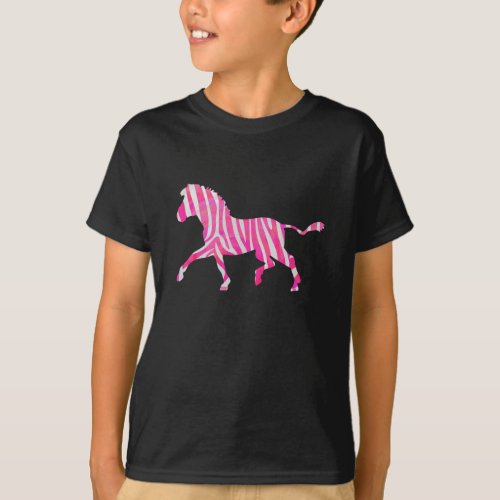 Zebra Hot Pink and White Silhouette T_Shirt