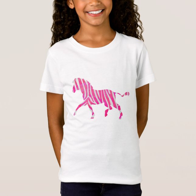 Zebra Hot Pink and White Silhouette T-Shirt (Front)