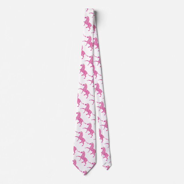Zebra Hot Pink and White Silhouette Tie (Front)