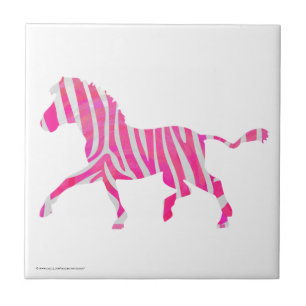 Zebra Hot Pink and White Silhouette Tile
