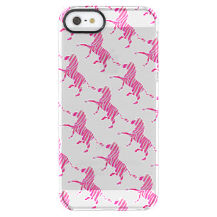 Zebra Hot Pink and White Silhouette Clear iPhone SE/5/5s Case