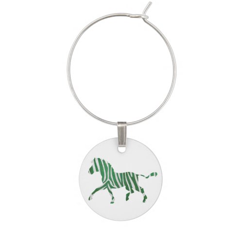 Zebra Hot Pink and White Silhouette Wine Charm