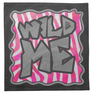 Zebra Hot Pink and White Wild Me Cloth Napkin