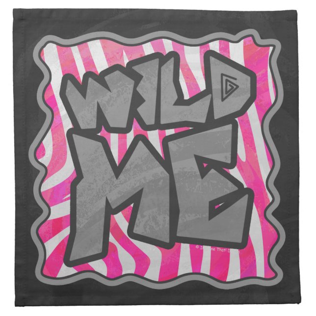 Zebra Hot Pink and White Wild Me Cloth Napkin (Front)