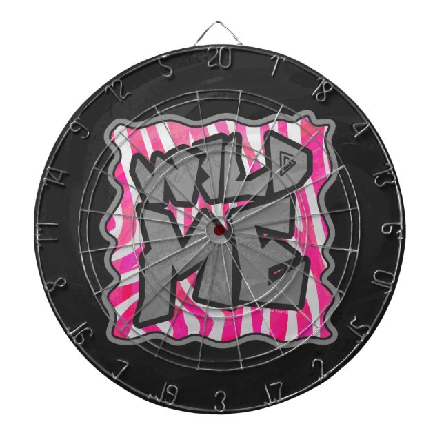 Zebra Hot Pink and White Wild Me Dart Board (Front)
