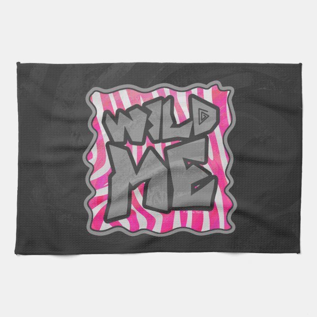 Zebra Hot Pink and White Wild Me Towel (Horizontal)