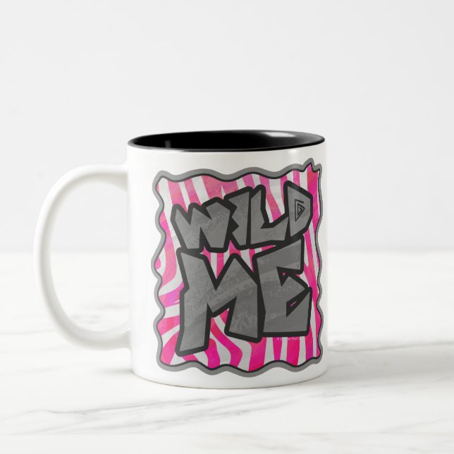 Zebra Hot Pink and White Wild Me Two-Tone Coffee Mug (Left)