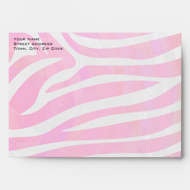 Zebra Hot Pink and White with Monogram Envelope (Front)