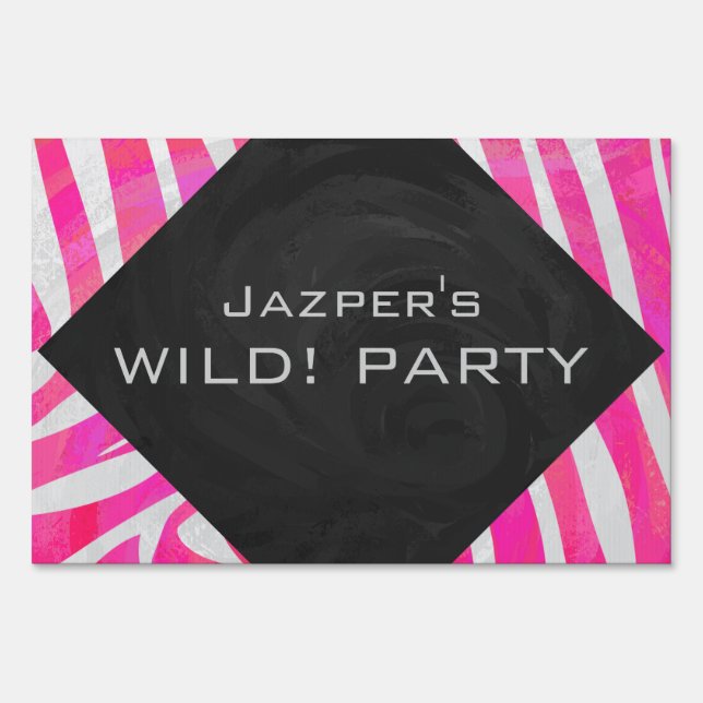 Zebra Hot Pink and White with Monogram Sign (Front)
