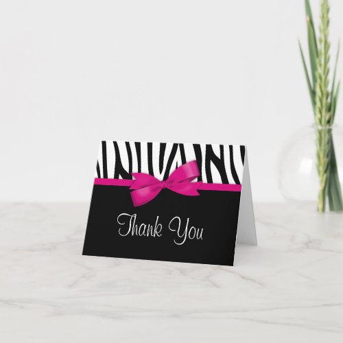 Zebra Hot Pink Bow Thank You