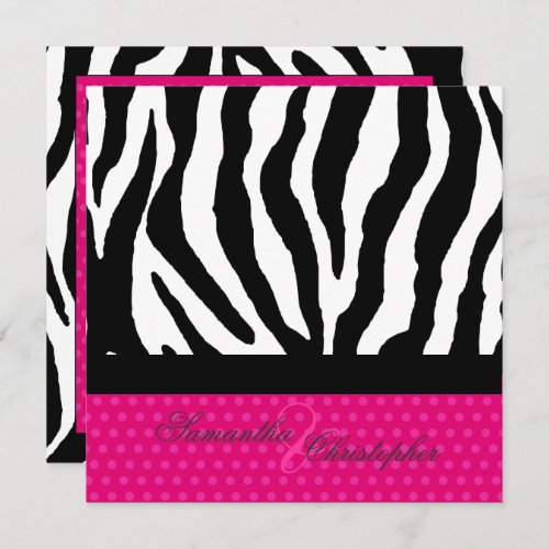 ZEBRAHOT PINK POLKA DOTS DIY COLORS INVITATION