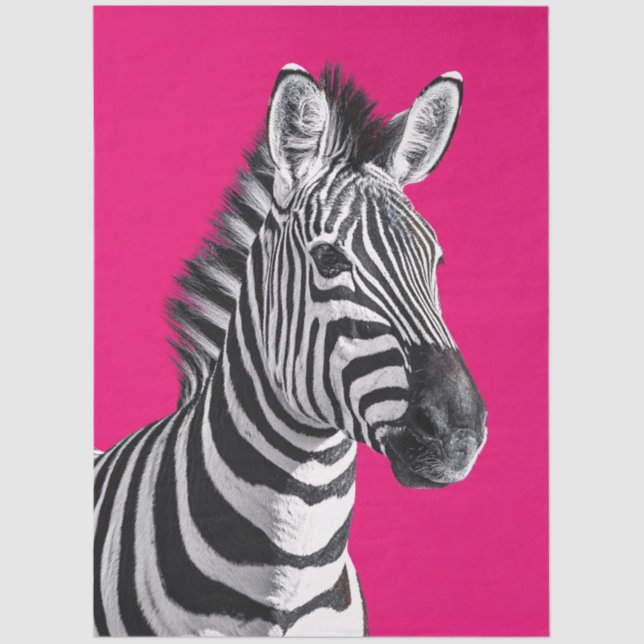 Zebra Hot Pink Pop Art Decoupage Tissue Paper (Front)
