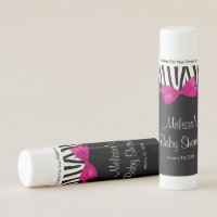 Zebra Hot Pink Printed Bow Baby Shower Favors Lip Balm