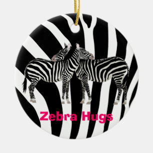 Zebra Hugs Ceramic Ornament