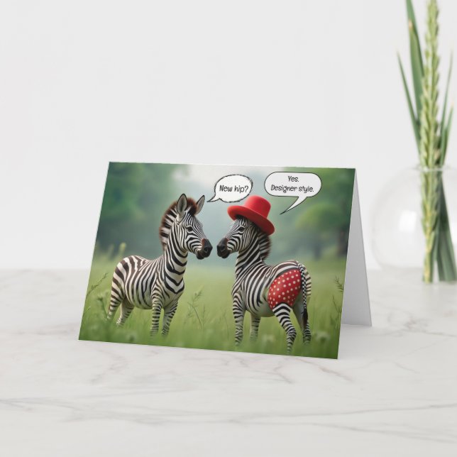 Zebra Humor For Hip Replacement Surgery Card (Front)