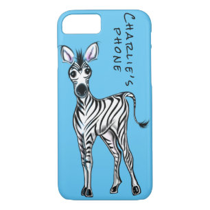 Zebra illustration- blue iPhone 8/7 case