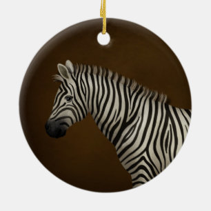 Zebra Illustration Exotic Wildlife Ceramic Ornament