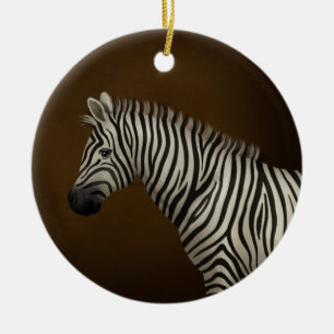 Zebra Illustration Exotic Wildlife Personalised Ceramic Ornament