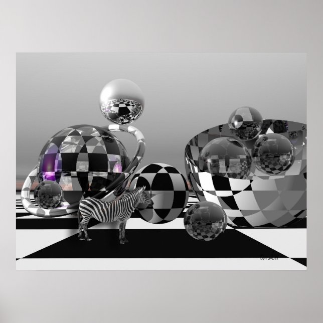 Zebra in a B&W sci-fi world Poster (Front)