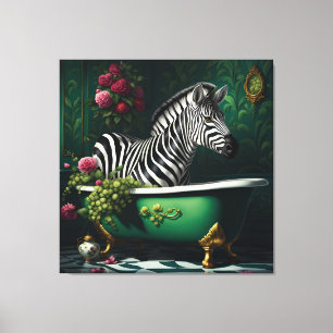 Zebra in a Bathtub Canvas Print