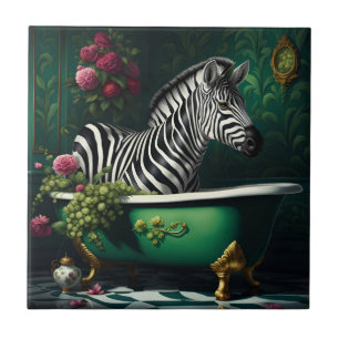 Zebra in a Bathtub Ceramic Tile