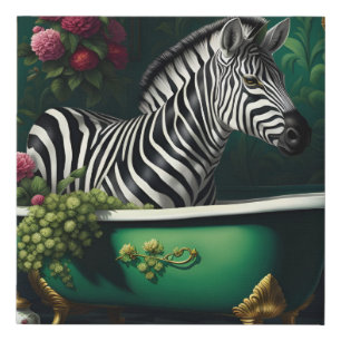 Zebra in a Bathtub Faux Canvas Print