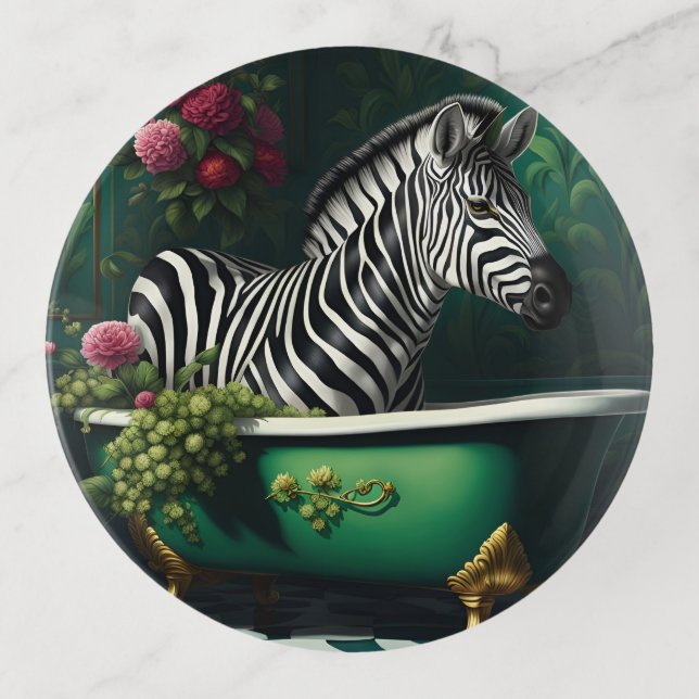 Zebra in a Bathtub Trinket Tray (Front)